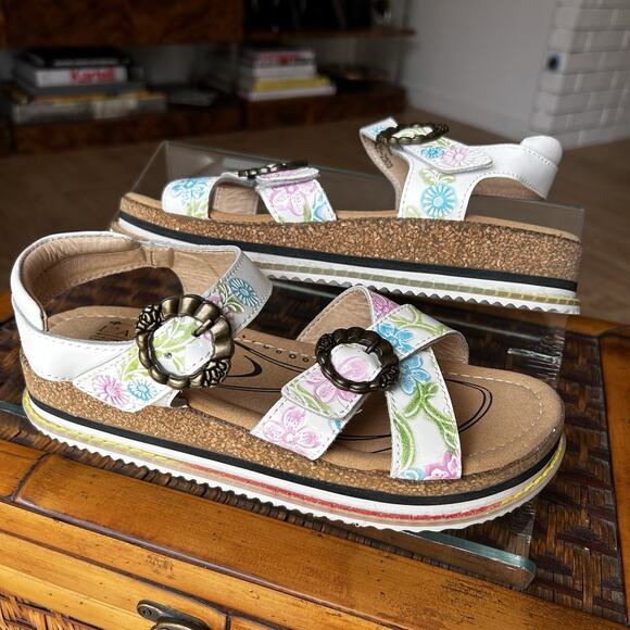 L'Artiste x Jane & Coco Leather Sandals Gabriola White Multi Size 38 (7.5-8) - Picture 8 of 11